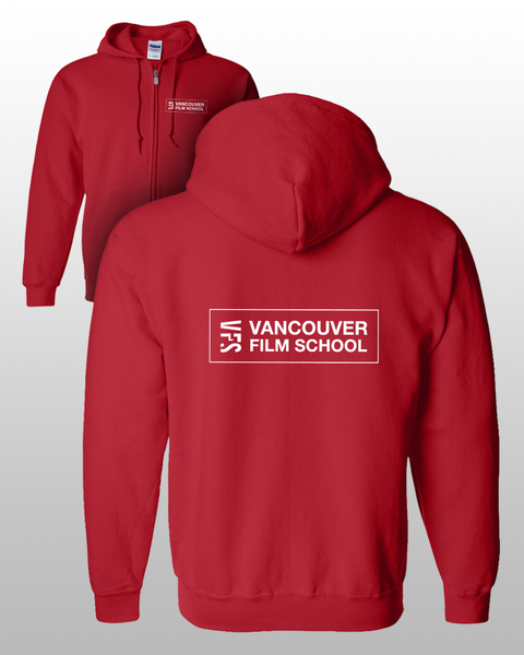 Classic VFS Zip Hoodie (Outlined Logo) – Red