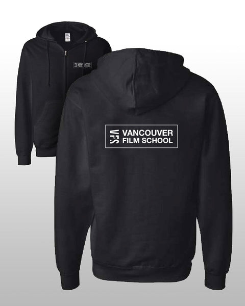 Classic VFS Zip Hoodie (Outlined Logo) – Black